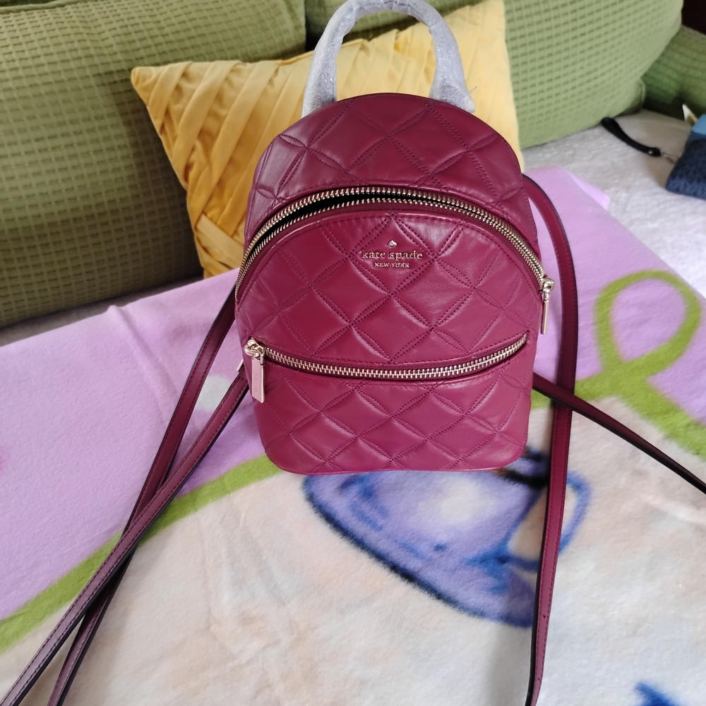 Kate Spade Quilted Plum Backpack